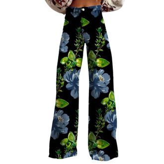 Generic Womens Fit Jeans Denim Pants Casual Trouser Skinny Wide Leg Pants Woman High Waist Floral Patterned Pants Lightweight Loose Fit Casual Colorful Trouse