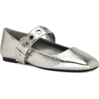 Nine West Kebba Mary Jane Flat in Silver at Nordstrom, Size 8.5