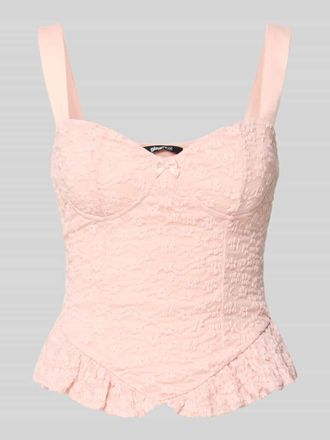 Gina Tricot Slim Fit Top mit Allover-Spitzenbesatz in Rosa, Gr&ouml;&szlig;e XS