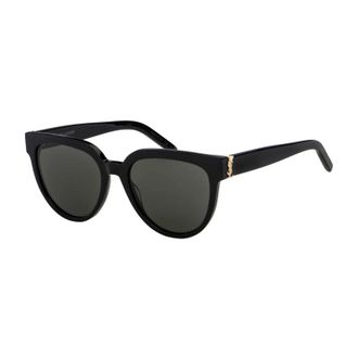 Saint Laurent Round Black Frame with Green Lens Sunglasses - Black