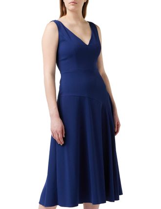 Gina Bacconi Womens Stretch Moss Crepe Asymmetric Dress. Cocktail, Navy, 10