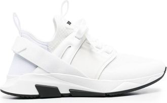 Tom Ford logo-print high-top sneakers - men - Calf Suede/Calf Leather/Fabric/Fabric/Rubber - 10 - White