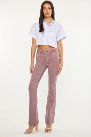 Kancan Max Mid Rise Trouser Bootcut Jeans in Mauve at Nordstrom, Size 29