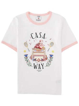 Casablanca Casa Way Graphic Flamingo Tennis Organic Cotton T-Shirt