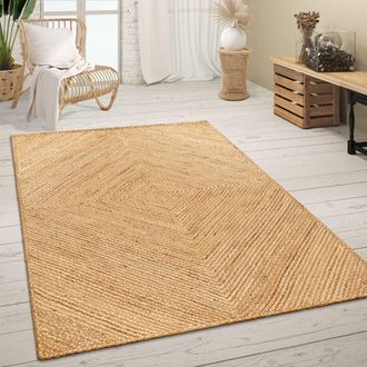 Paco Home Paco Home - Alfombra Sal&oacute;n Fibras Naturales Yute Hecha A Mano Motivo Moderno Abstracto 160x230 Cm, Naturaleza 5