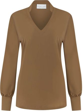 Hart by Helena Hart helena hart 7369 top goldie transfer mocca - Dames - Blouses & Shirts - Bruin - Maat: XS