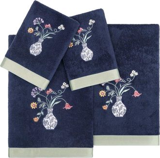 Linum Home Textiles 100% Turkish Cotton Stella 4Pc Embellished Towel Set