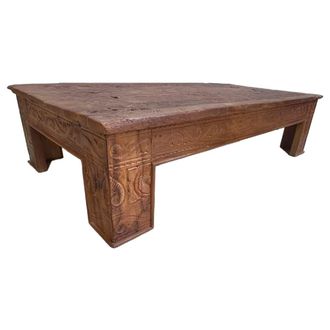 Wanderlust Deco Mesa de centro de madera acabado artesanal marr&oacute;n 148x82x37 cm