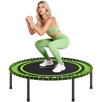 OEM Cama El&aacute;stica Fitness &Oslash;114 Cm Con Marco De Acero Reforzado Para Entrenamiento Piernas Cuerpo Verde Y Negro