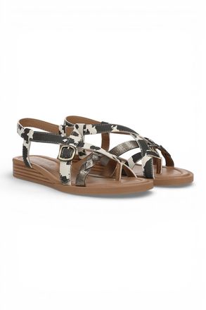 Blowfish Womens Black White Micro Wedge Strappy Sandals - April