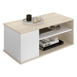 Dmora Mesa De Centro Fargo, Cajones, 3 Compartimentos, 50x100x42h Cm Blanco