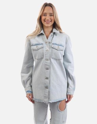 Off-white Womens Diagonal Long Sleeve Shirt - Blue/Multi - Size: 10