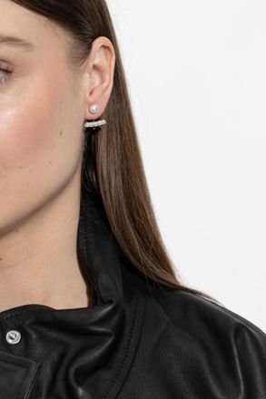 AllSaints Earrings With Glass Pearls, Womens, Silver