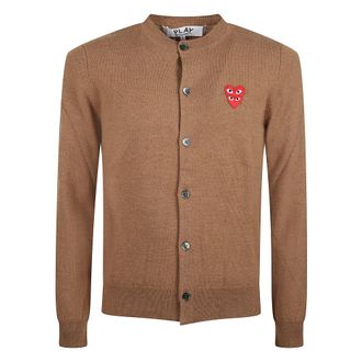 Comme Des Gar&ccedil;ons Cardigans, male, Brown, Size: XS Heart Patch Cardigan