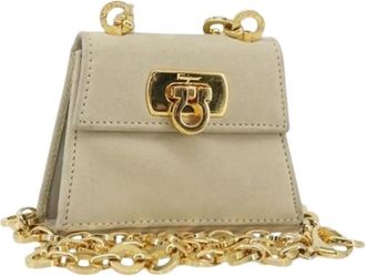 Ferragamo Pre-owned Mini Schoudertas - Dames - Vintage Mini Tas - Beige - ONE Size - Su&egrave;de - Vintage