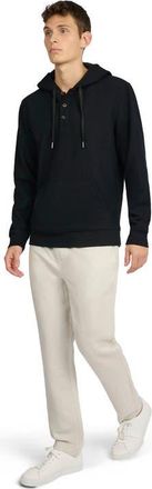 Onia Waffle Half Button Hoodie in Black at Nordstrom, Size X-Large