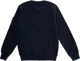 Stone Island Boys Blue Crewneck Sweatshirt With Logo Patch Cotton Hoods & Sweatshirts