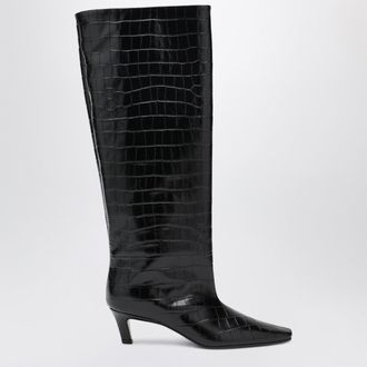 Toteme Black croc-embossed leather boots