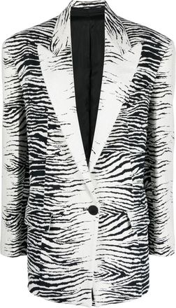 The Attico zebra-print single-breasted blazer - women - Cotton/Viscose/Polyamide/Polyester/Cupro - 38 - White