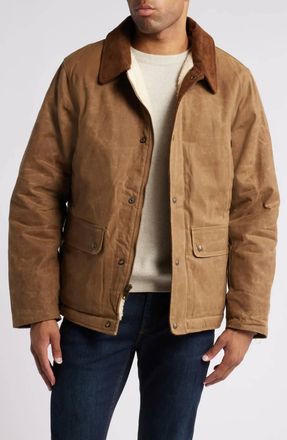 Schott NYC Waxed Cotton Country Jacket In Khaki