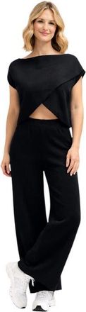 Accouch&eacute;e Cool Knit Flexible Waist Palazzo Pants in Black at Nordstrom, Size X-Large