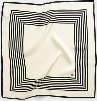 lescarf Womens Stripped cream pure silk square scarf