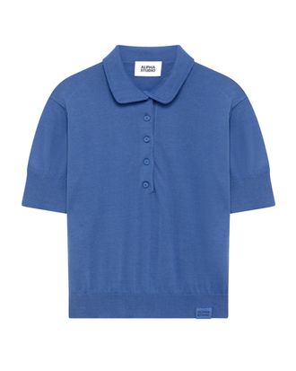 Alpha Studio Short-Sleeved Polo Shirt with Grosgrain Detail