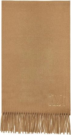 Max Mara Accessoires, Dames, Beige, ONE Size, Kasjmier, Kasjmier Fringed Sjaal in Beige