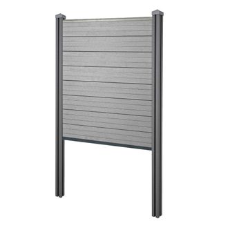 Hhg Hhg - Wpc Pantalla De Privacidad Sarthe, Valla Cortavientos, Wpc Poste Para Fijar En Hormig&oacute;n, Base Elemento Estrecho, 105cm Gris