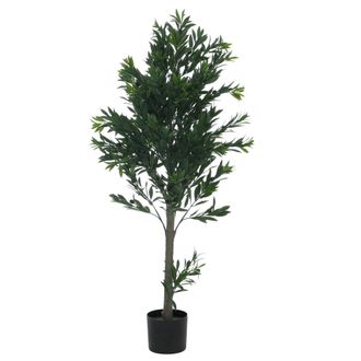 Hhg [nunca Usado] Olivo Artificial Hhg-051, Planta Decorativa, &Aacute;rbol Artificial, Para Exterior, De Polietileno, 126 X 58 X 58 Cm