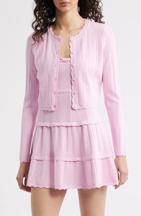LoveShackFancy Nadiya Pointelle Cardigan in Candy Floss Pink at Nordstrom, Size Xx-Large