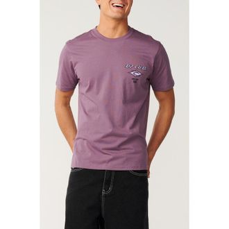 Rip Curl Fade Out Icon Cotton Graphic T-Shirt in Dusty Purple at Nordstrom, Size Xx-Large