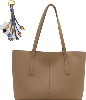 Generic Large Vintage Tote Bags for Women, Vegan Leather Shoulder Bag Laptop Bags, Lightweight Casual Commuting Handbags with Chic Pendant for School Work Tra