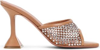 Amina Muaddi Bruine Sandalen met Kristallen - Dames - Muiltjes - Bruin - 36 EU - Leer - Schoenen