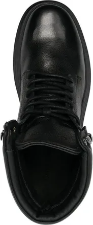 Calvin Klein Polished Leather Combat Boots With Padded Collar
