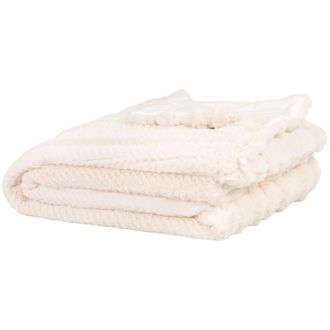 Maisons du monde Manta de poli&eacute;ster reciclado color ecru imitaci&oacute;n piel de animal 150x180