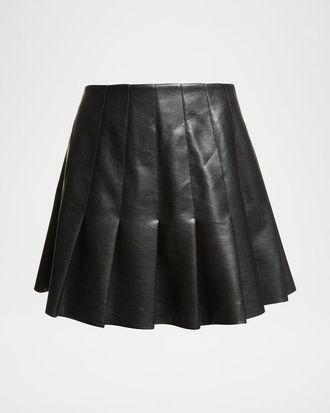 Alice & Olivia Carter Vegan Leather Pleated Mini Skirt