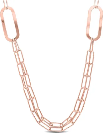 Mimi & Max Paperclip Chain Necklace in Rose Plated Sterling Silver - 37 in