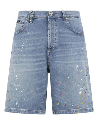 Philipp Plein Denim Shorts Paint