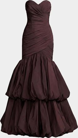 Mac Duggal Strapless Faille Bubble Mermaid Gown