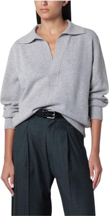 Victoria Beckham Genevieve Jumper - Dames - V-hals truien - Grijs - XS - Wol - Truien & Vesten