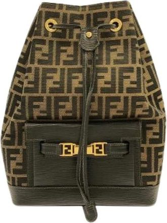 Fendi Pre-owned Backpacks, male, Brown, Size: ONE SIZE Pre-owned Canvas Leather Backpack