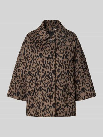 s.Oliver Black Label Loose Fit Jacke mit Leo-Print in Taupe, Größe XL