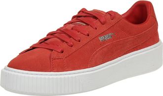 Puma Women Suede Platform Low-Top Sneakers, Barbados Cherry-Cherry-White, 7