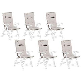 Beliani Conjunto De 6 Cojines Para Silla De Jard&iacute;n Gris Beige Asiento Respaldo Comodidad Descanso Java/amantea