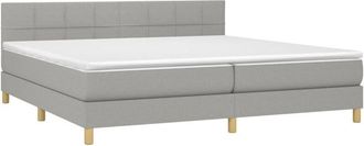 vidaXL Vidaxl - Cama Box Spring Con Colch&oacute;n Tela Y Led Gris Claro 200x200 Cm