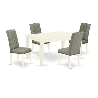 East West Furniture Dining Room Set Linen White, WEEL5-WHI-07