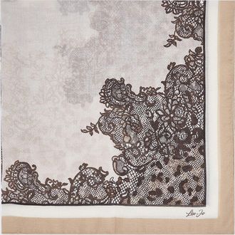 Liu Jo Foulard quadrato in poliestere con stampa floreale e logo