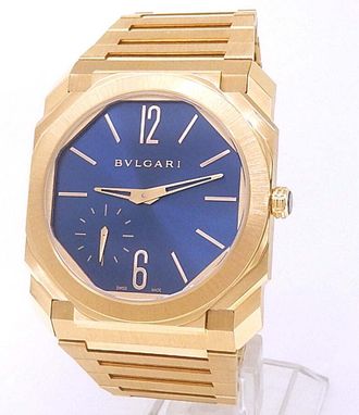 Bulgari Pre-owned Bvlgari Octo Finissimo Hand Wind Blue Dial Mens Watch 103812