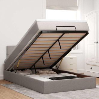 vidaXL Estructura De Cama Otomana Colch&oacute;n Tela Gris Pardo 120x200cm Vidaxl